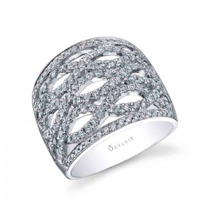 18K WHITE GOLD OPEN WEAVE RING WITH 1.13TWT OUND SI1 CLARITY & GH COLOR DIAMONDS