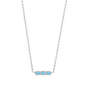 ANIA HAIE STERLING SILVER TURQUOISE BAR NECKALCE