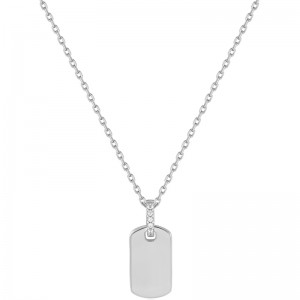 ANIA HAIE STERLING SILVER GLAM TAG PENDANT NECKLACE
