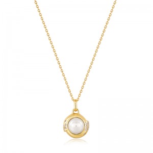 ANIA HAIE 14K GOLD PLATED ON STERLING SILVER PEARL SPHERE PENDANT NECKLACE