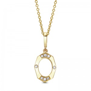 14K YELLOW GOLD DAINTY AFFINITY PENDANT WITH .05CTTW ROUND SI CLARITY & GH COLOR DIAMONDS ON A 16" CABLE CHAIN
