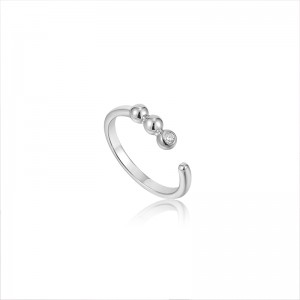 ANIA HAIE STERLING SILVER ORB SPARKLE ADJUSTABLE RING