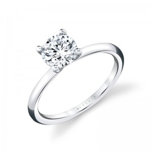 14K WHITE GOLD SOLITAIRE SEMI MOUNT FOR A 1.50CT OVAL
