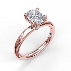 14K ROSE GOLD FOUR PRONG SOLITAIRE SETTING WITH .02CTTW PINK TOURMALINES SET IN THE PEEK A BOO