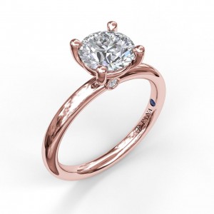 14K ROSE GOLD SOLITAIRE SETTING WITH A.02CTTW ROUND VS CLARITY & G COLOR DIAMONDS SET UNDER THE FOUR PRONG HEAD