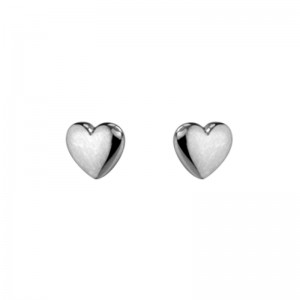 STERLING SILVER (RHODIUM PLATED) POLISHED PUFFED HEART POST EARRINGS