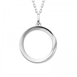 STERLING SILVER (RHODIUM PLATED) 18" CUT OUT OPEN CIRCLE PENDANT