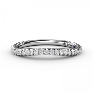 14K WHITE GOLD CURVED BAND WITH .18CTTW ROUND SI CLARITY & GH COLOR DIAMONDS