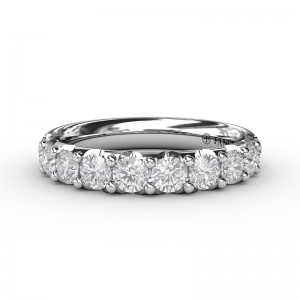 14K WHITE GOLD BAND WITH 1.0CTTW ROUND SI CLARITY & G COLOR DIAMONDS
