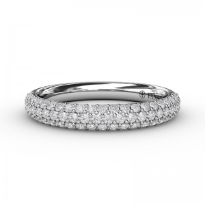 14K WHITE GOLD TRIPLE ROW BAND WITH .53CTTW ROUND SI CLARITY & G COLOR DIAMONDS