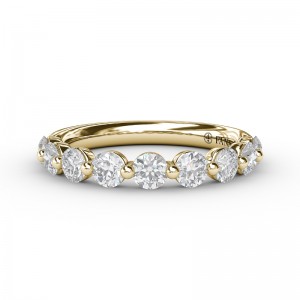 14K YELLOW GOLD SINGLE PRONG WEDDING BAND WITH .90CTTW ROUND SI CLARITY & GH COLOR DIAMONDS