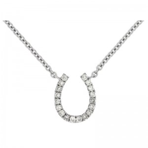 14K WHITE GOLD HORSESHOE PENDANT WITH .10CTTW ROUND I1 CLARITY & HI COLOR DIAMONDS ON AN 18" PENDANT CHAIN