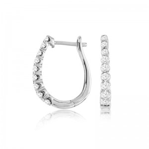 14K WHITE GOLD HOOP EARRINGS WITH .50CTTW ROUND I1 CLARITY &HI COLOR DIAMONDS IN THE FRONT