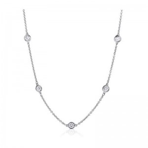 14K WHITE GOLD DIAMONDS BY THE YARD NECKLACE WITH .16 CTTW ROUND I1 CLARITY & HI COLOR DIAMONDS