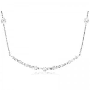 14KW Diamond Curve Bar Necklace