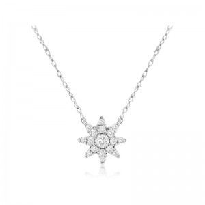 14K WHITE GOLD CLUSTER PENDANT WITH .25CTTW ROUND DIAMONDS ON AN 18" PENDANT CHAIN