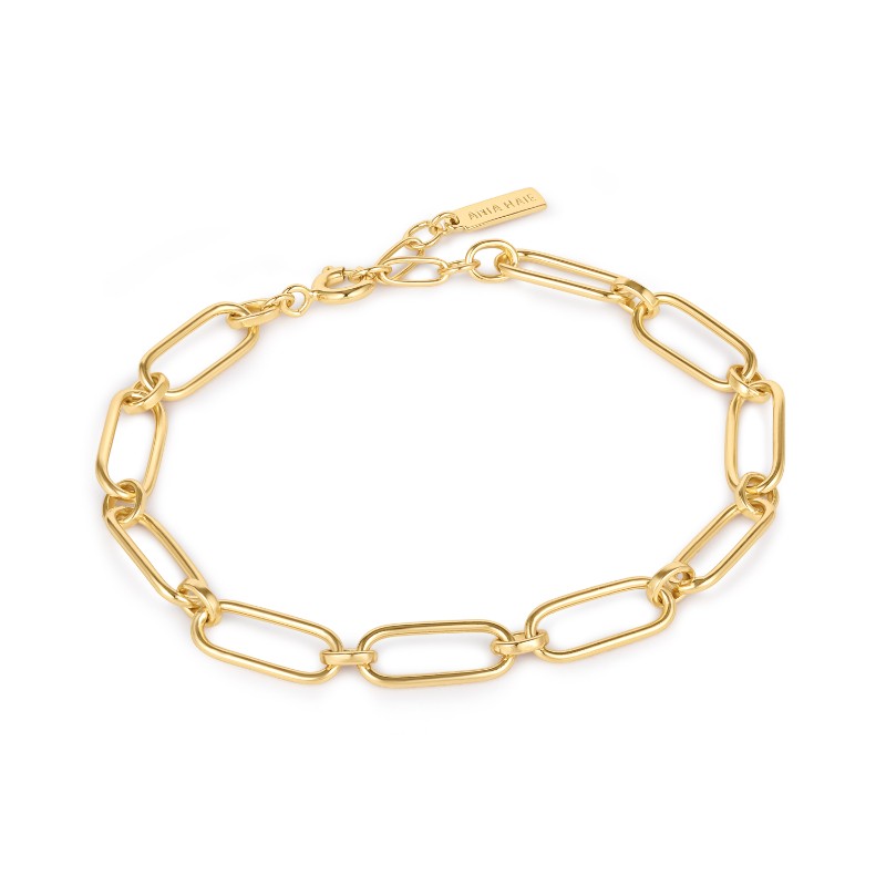 ANIA HAIE STERLING SILVER GOLD PLATED CABLE CONNECT CHUNKY CHAIN BRACELET