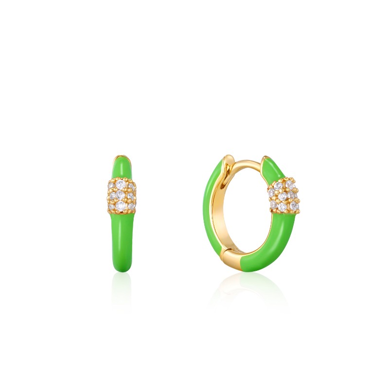 https://www.nfoxjewelers.com/upload/product/ANIA HAIE 14K GOLD PLATED ON STERLING SILVER NEON GREEN ENAMEL AND CZ CARABINER HOOP EARRINGS