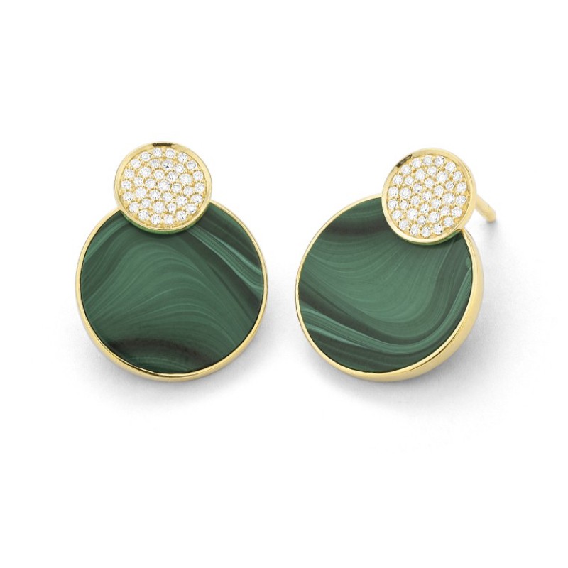 https://www.nfoxjewelers.com/upload/product/14K YELLOW GOLD POST EARRINGS WITH ROUND .21CTTW ROUND SI CLARITY & GH COLOR DIAMOND TOP AND BEZEL SET MALACHITE