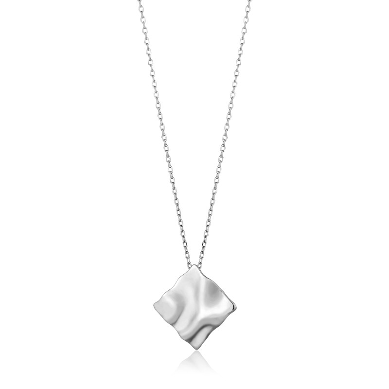 ANIA HAIE STERLING SILVER CRUSH SQUARE NECKLACE