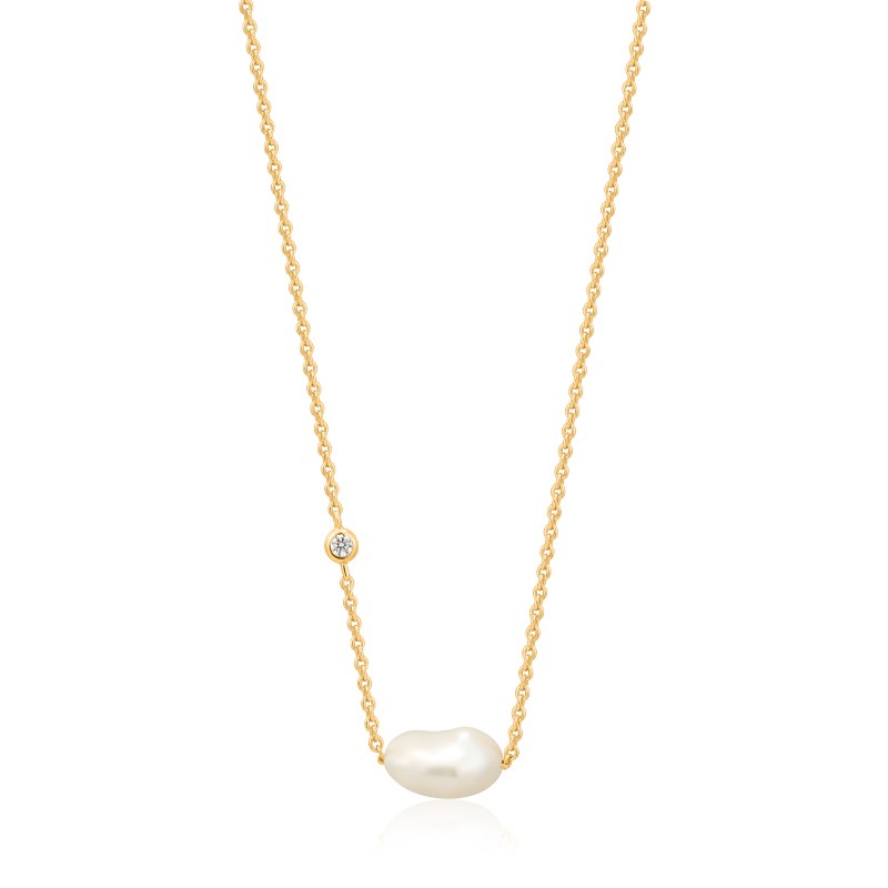 ANIA HAIE 14K GOLD PLATED ON STERLING SILVER PEARL NECKLACE