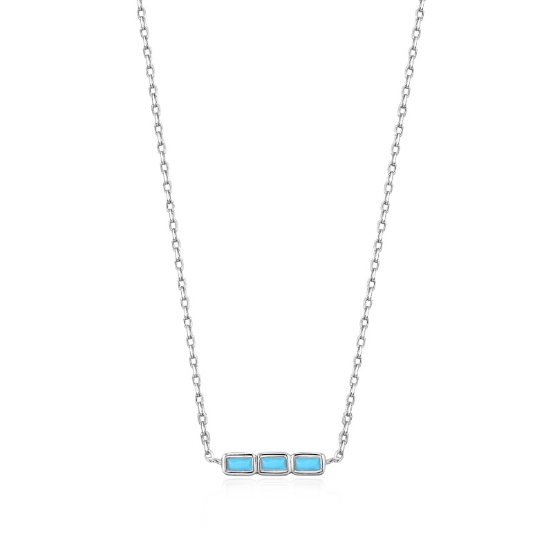 ANIA HAIE STERLING SILVER TURQUOISE BAR NECKALCE
