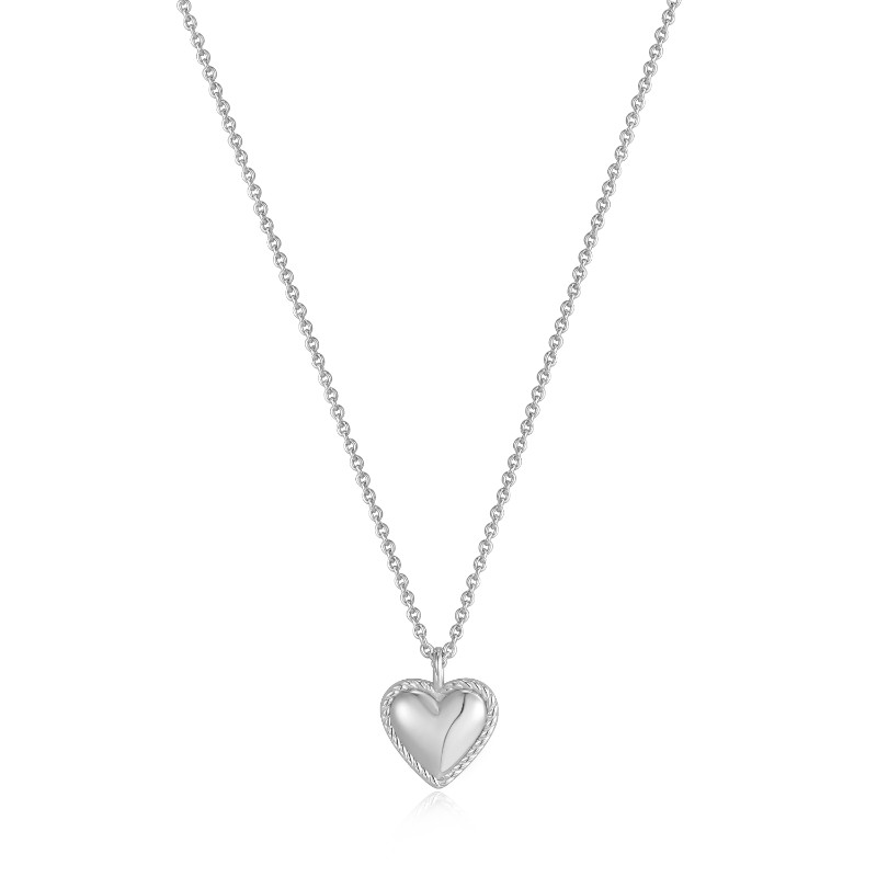 ANIA HAIE STERLING SILVER ROPE HEART PENDANT NECKLACE