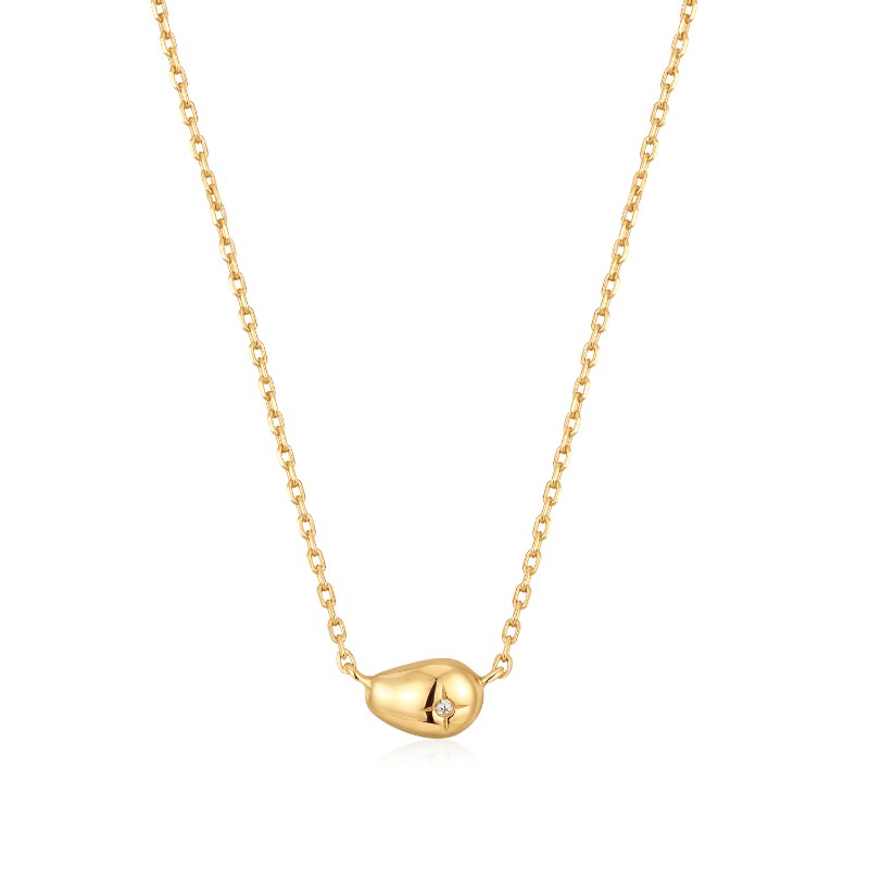 ANIA HAIE 14K GOLD PLATED ON STERLING SILVER PEBBLE SPARKLE NECKLACE