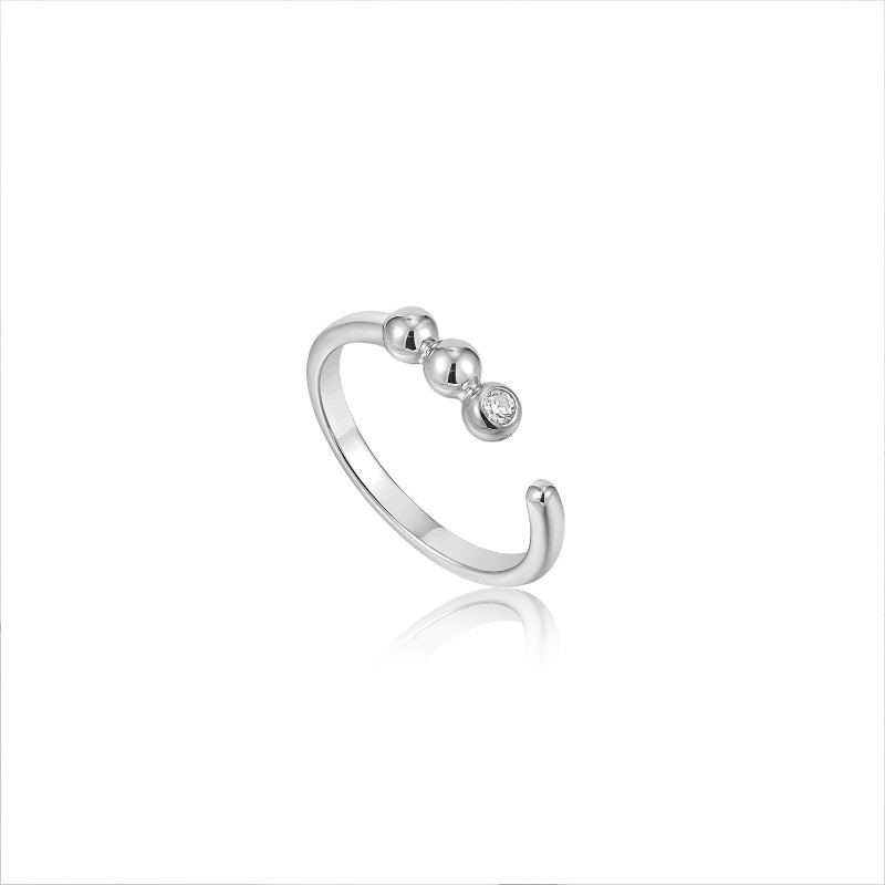 ANIA HAIE STERLING SILVER ORB SPARKLE ADJUSTABLE RING