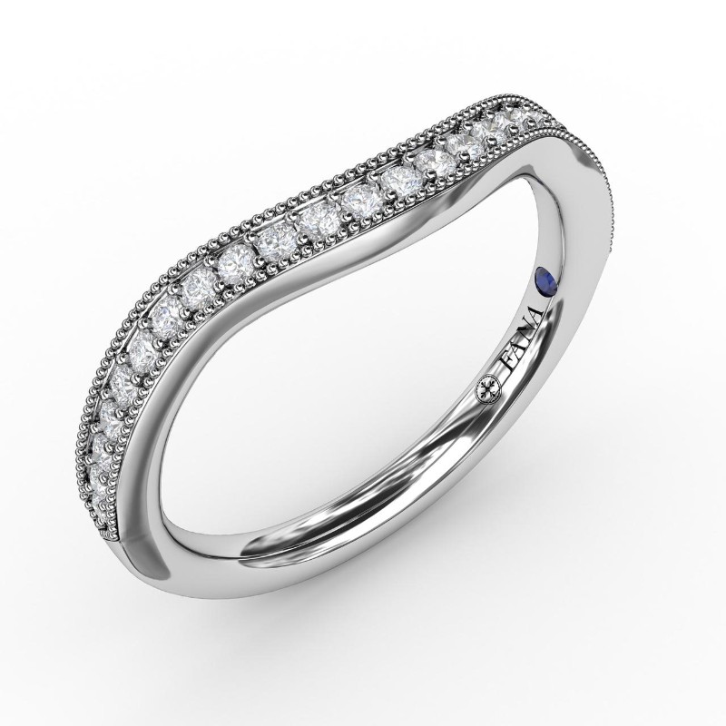 https://www.nfoxjewelers.com/upload/product/14K WHITE CURVED MILGRAIN BAND WITH .20CTTW ROUND SI CLARITY & GH COLOR DIAMONDS SIZE 5.25