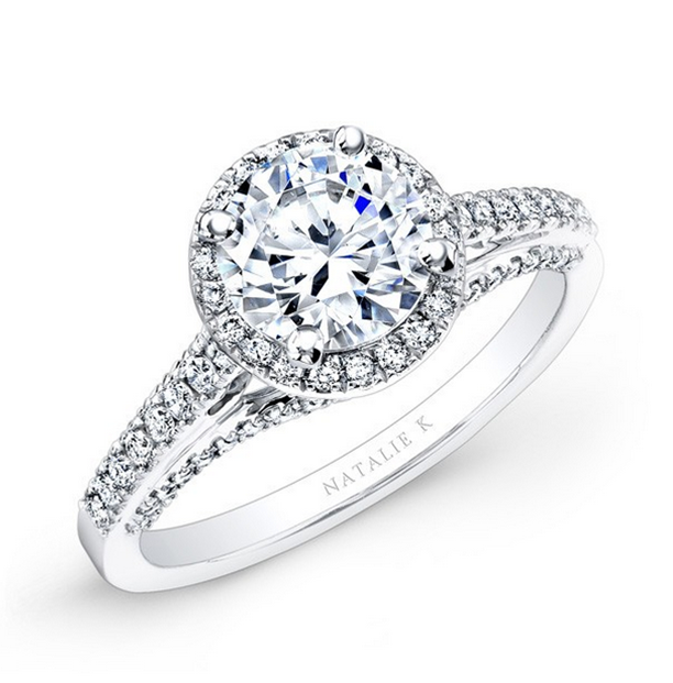 14K YELLOW GOLD POLISHED SHANK SEMI MOUNTING WITH .20CTTW ROUND SI CLARITY  & G COLOR DIAMONDS SET IN THE WHITE HOLD THREE PRONG PEAR SHANPED HALO (FOR A 2CT PEAR)