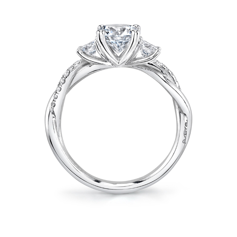 Pear Shaped Three Stone Spiral Engagement Ring - Evangeline