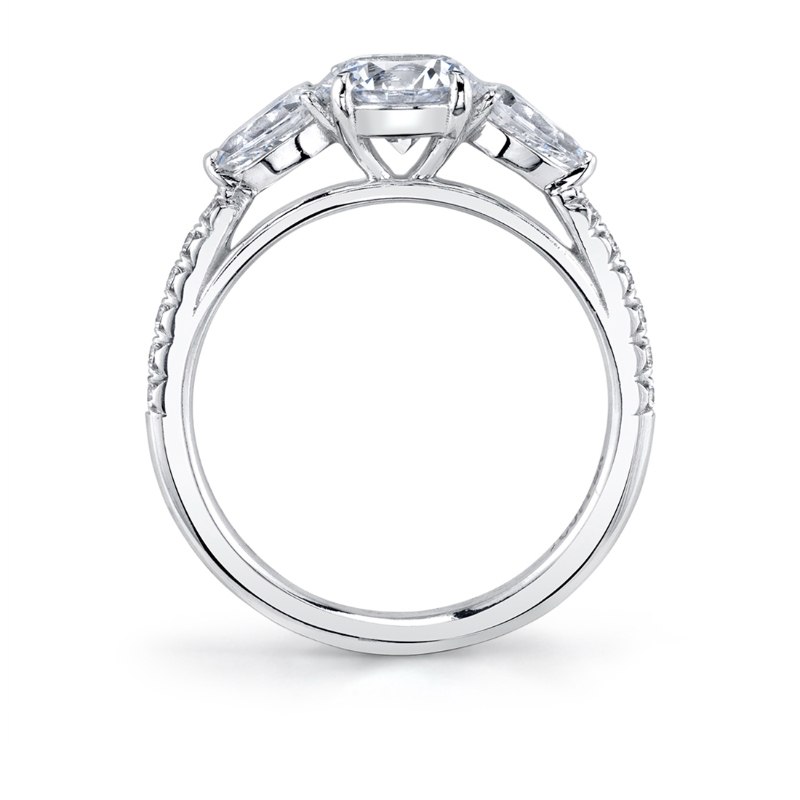 Oval Cut Three Stone Engagement Ring With Pear Shaped Side Stones - Vanna