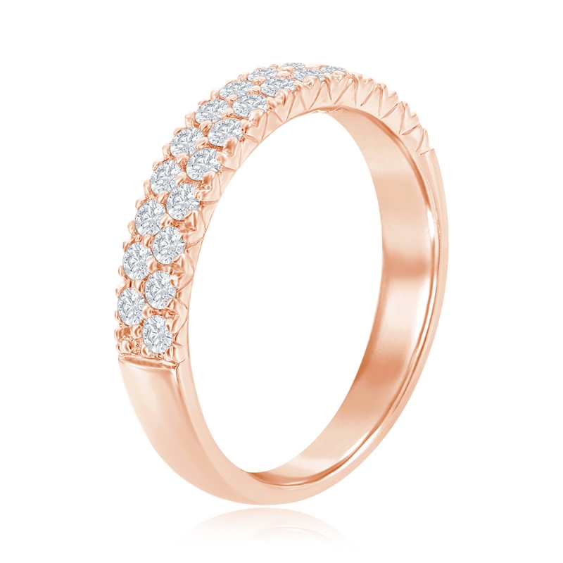 14K Rose Gold Two Row Pav&eacute; Diamond Band