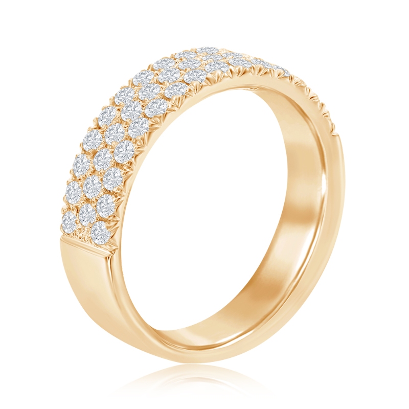 14K Yellow Gold Three Row Pav&eacute; Anniversary Band