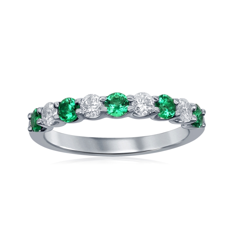 14K White Gold Shared Prong Gemstone Band