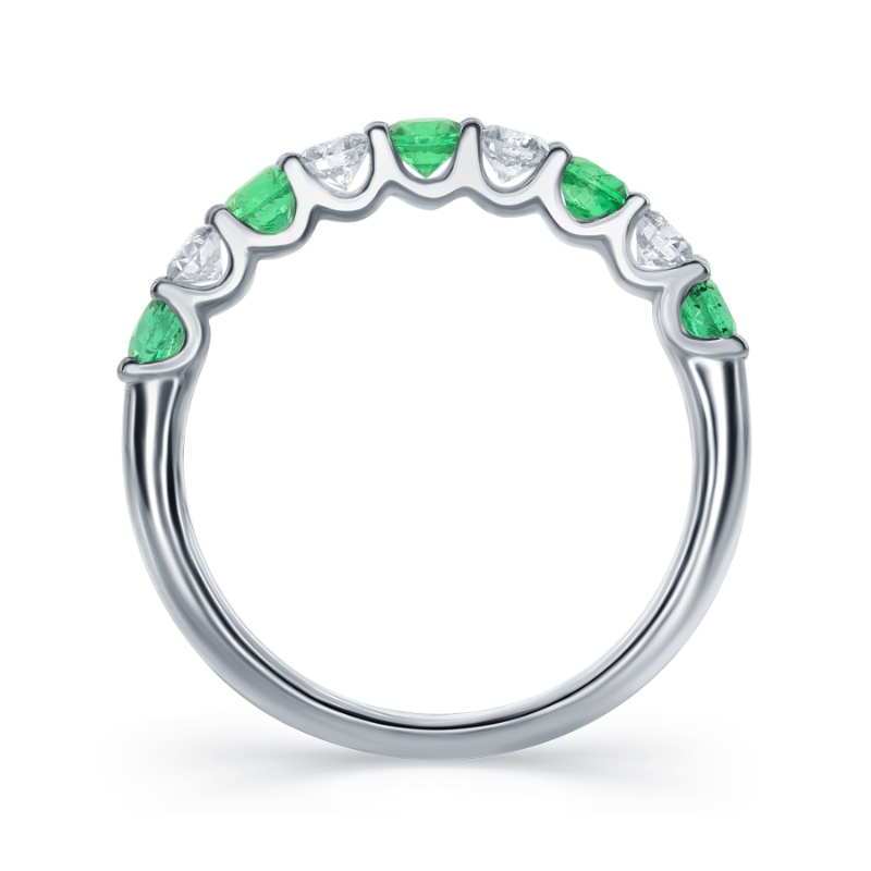 14K White Gold Shared Prong Gemstone Band