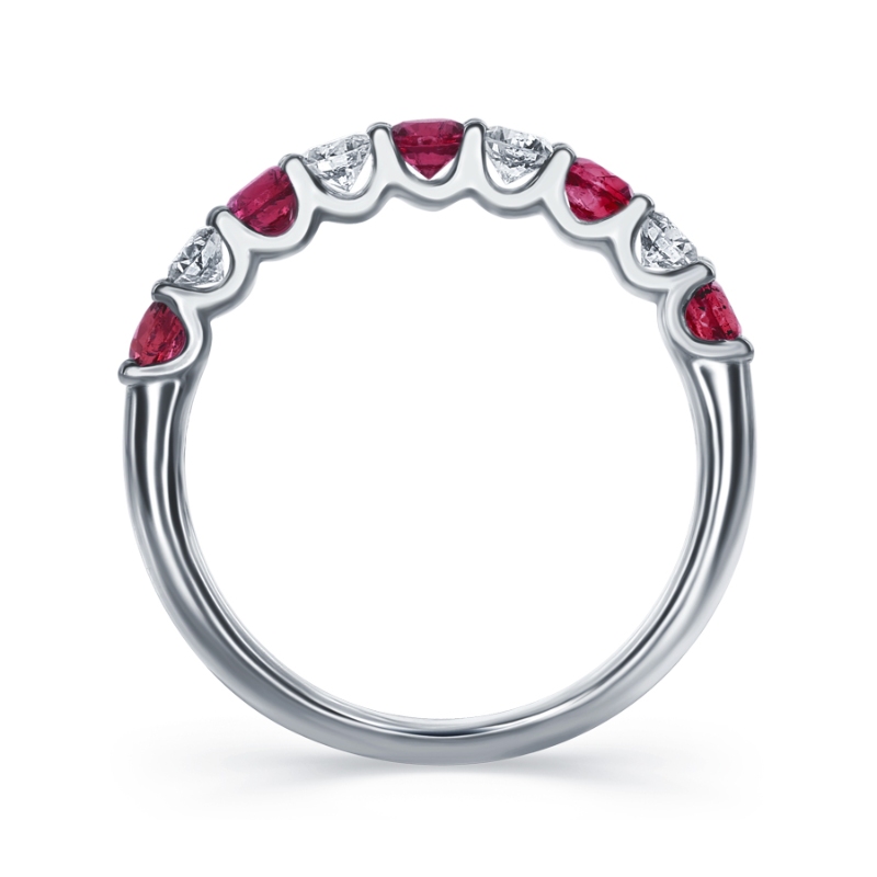 14K White Gold Shared Prong Gemstone Band