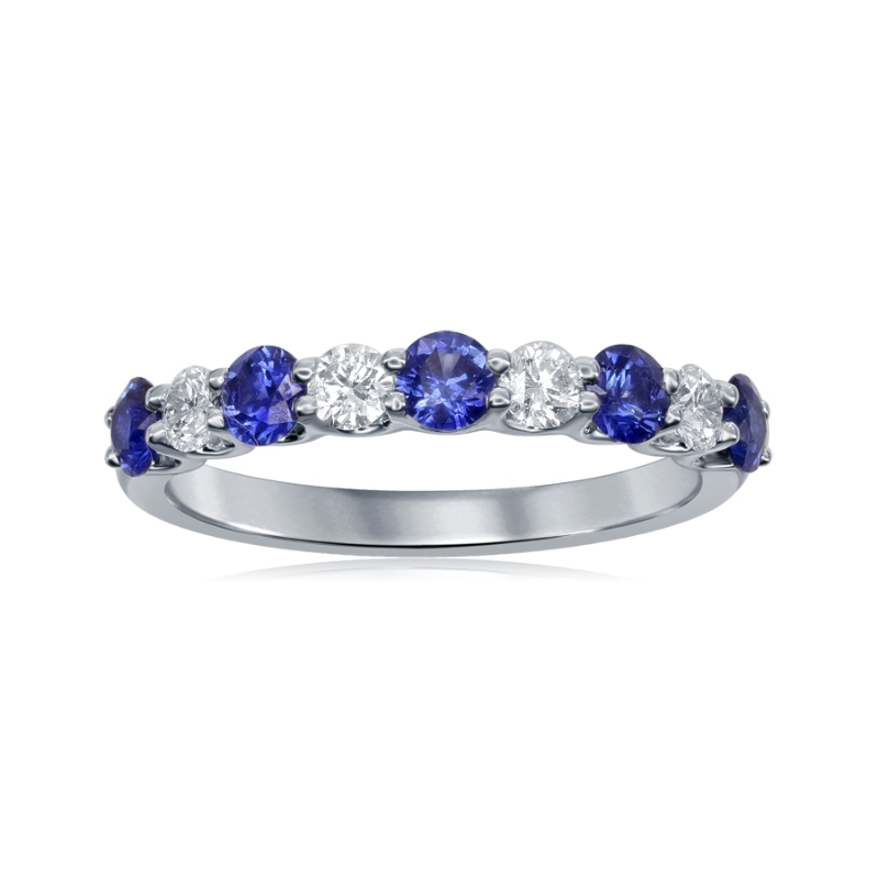 14K White Gold Shared Prong Gemstone Band