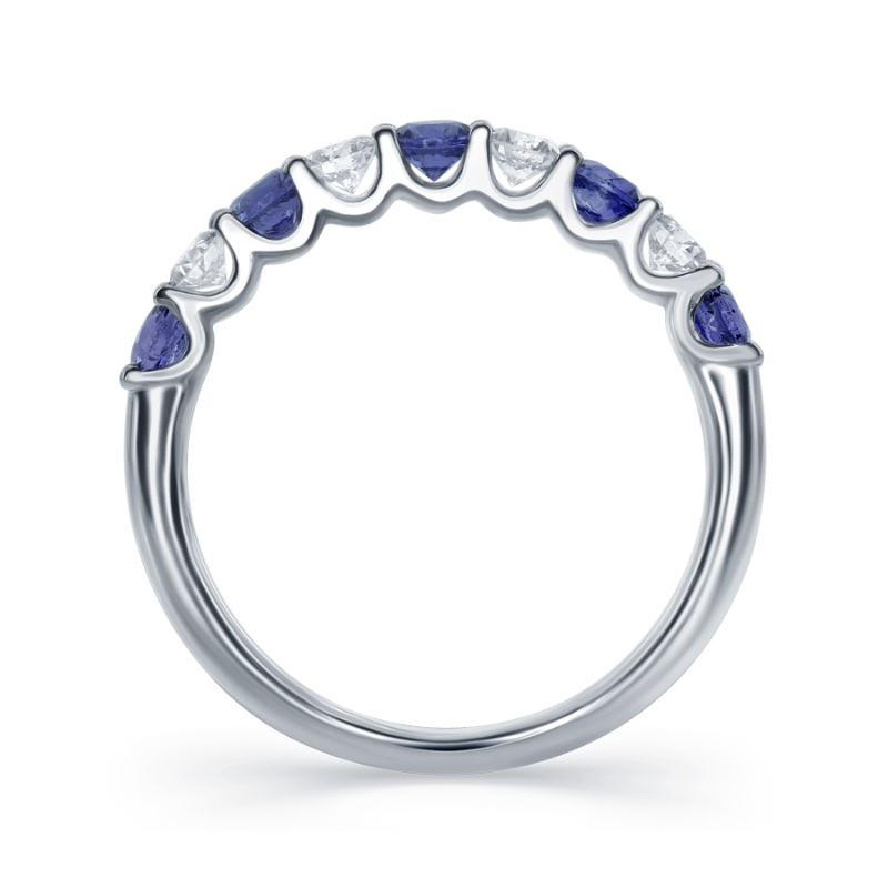 14K White Gold Shared Prong Gemstone Band