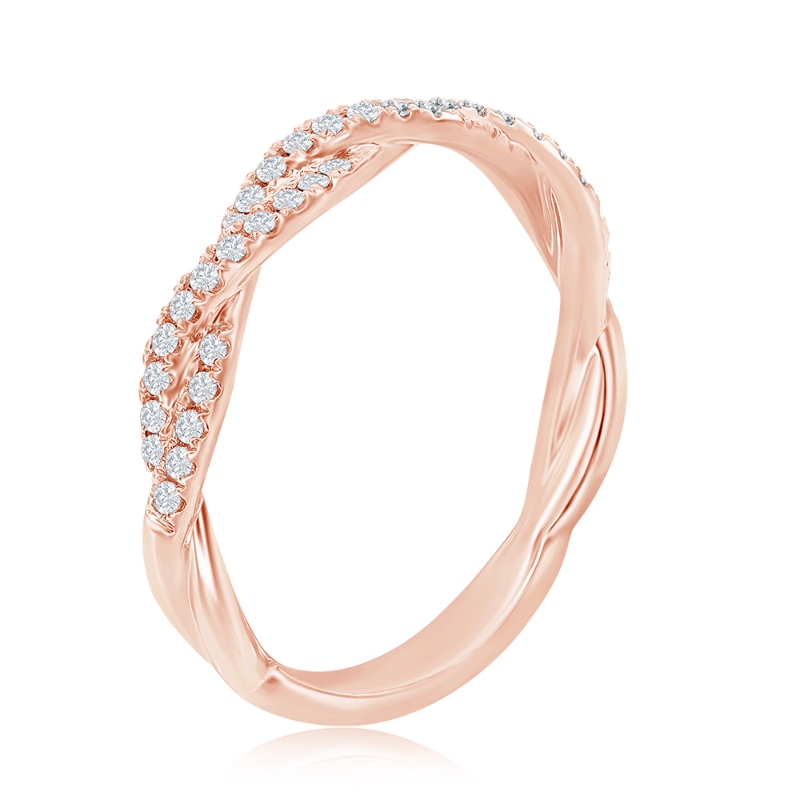 14K Rose Gold Twist Diamond Band