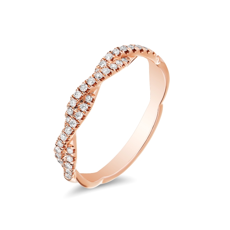14K Rose Gold Twist Diamond Band