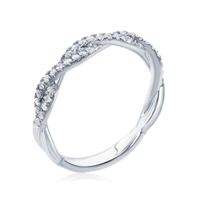 14K White Gold Twist Diamond Band