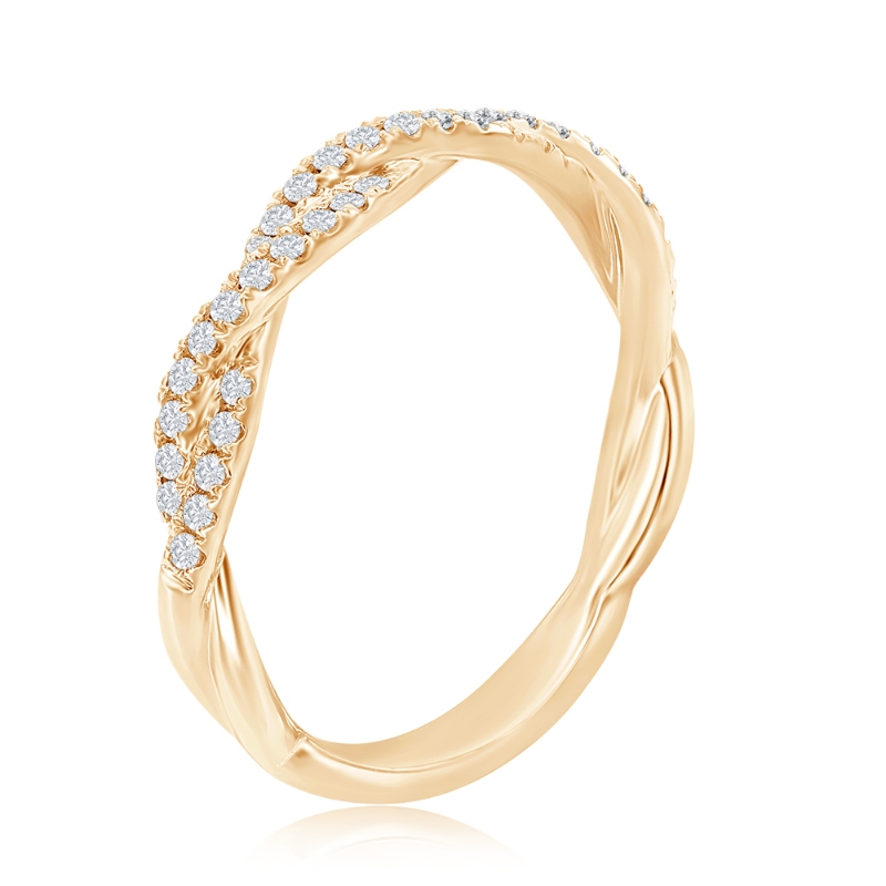 14K Yellow Gold Twist Diamond Band