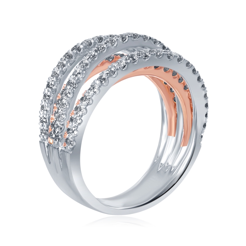 14K Two-Tone Layered Multi-Row Anniversary Band