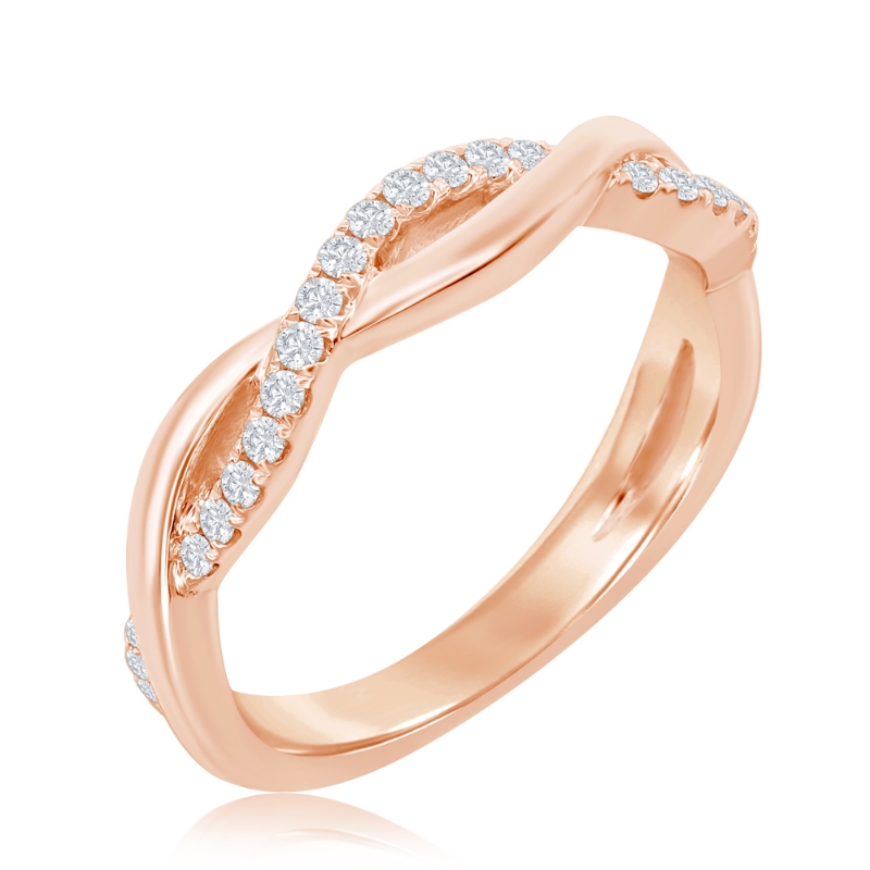 14K Rose Gold Twist Diamond Band
