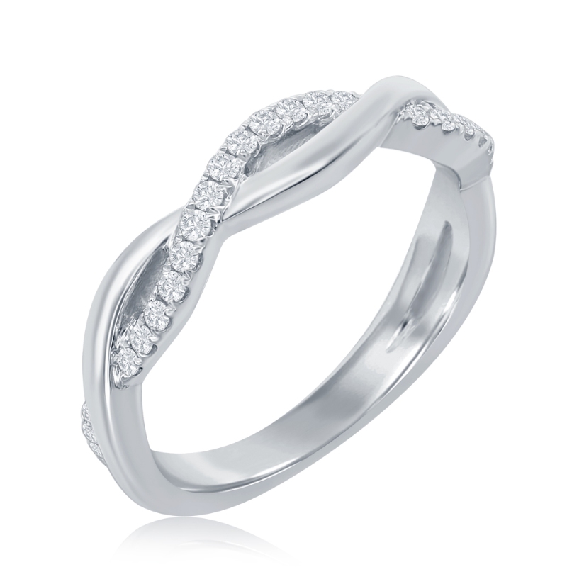 14K White Gold Twist Diamond Band