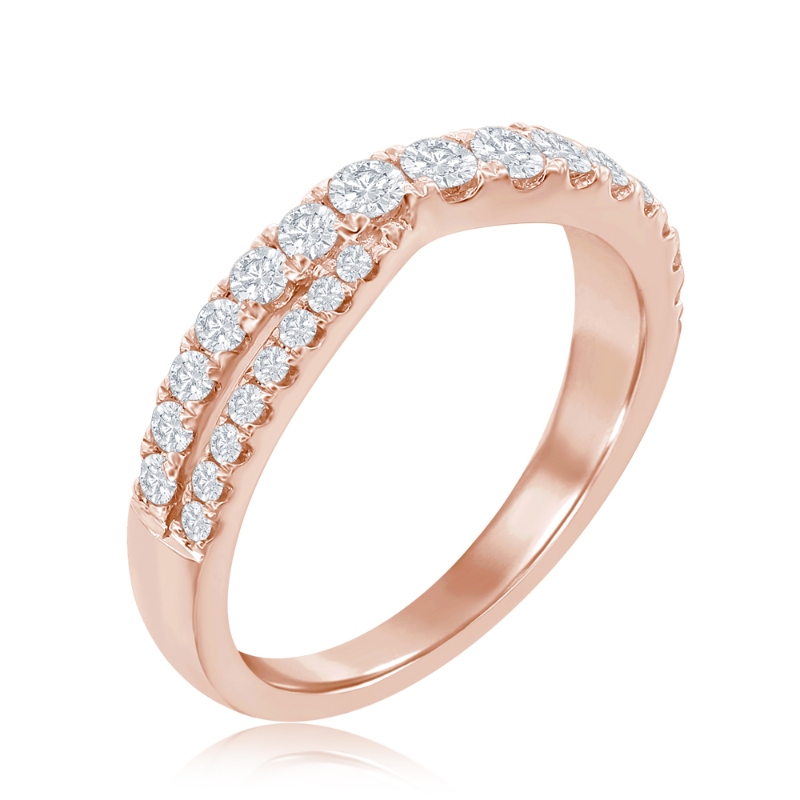 14K Rose Gold Crossover Diamond Band