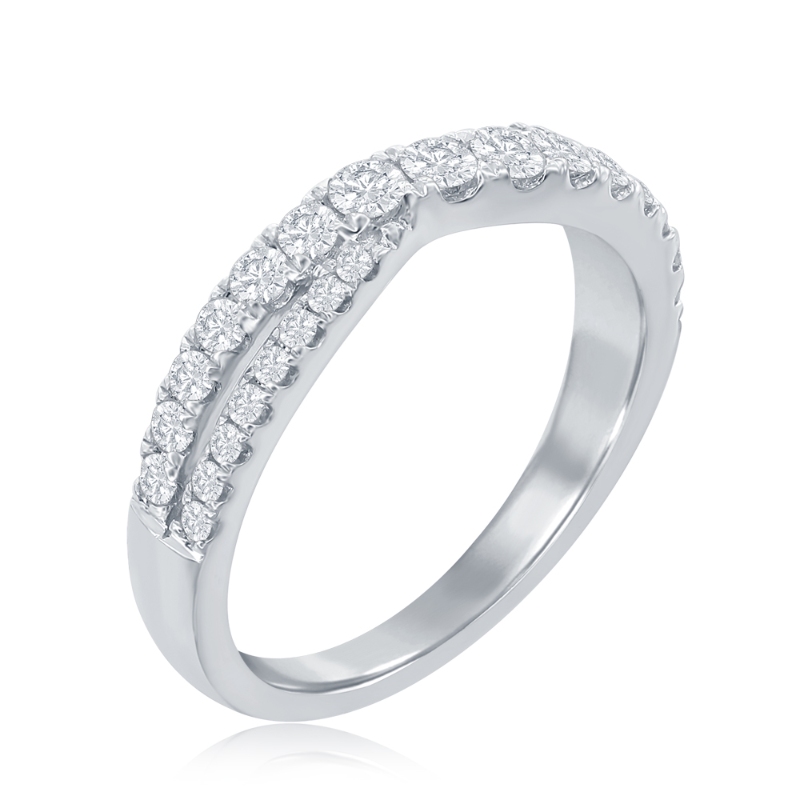 14K White Gold Crossover Diamond Band