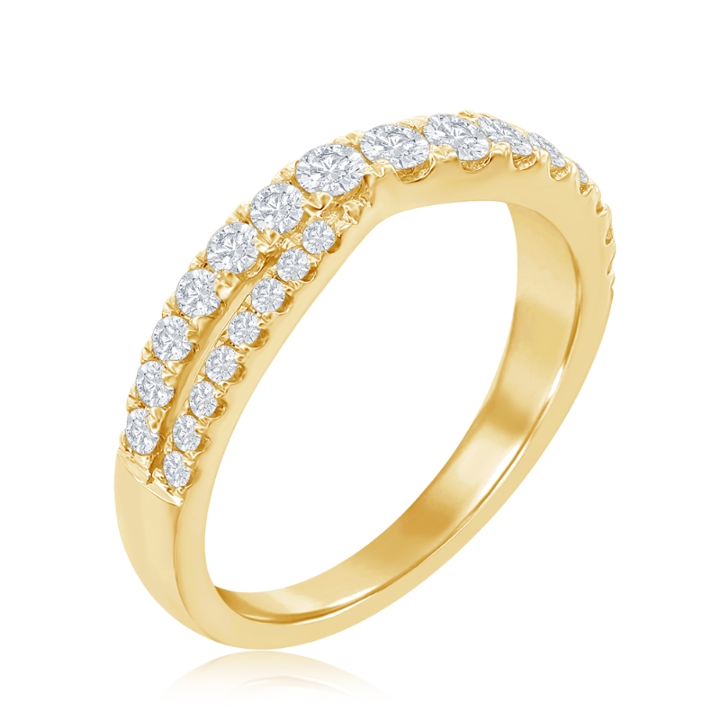 14K Yellow Gold Crossover Diamond Band
